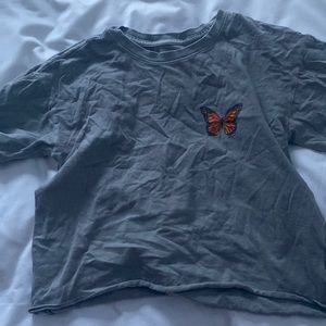 O’neill gray monarch butterfly cropped tee